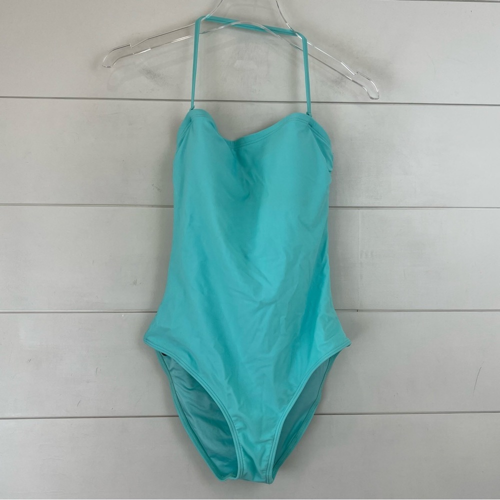 NEW VOLCOM‎ Medium Options Open Convertible One Piece Mesh Back Swimsuit Aqua